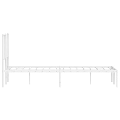 vidaXL Metal Bed Frame without Mattress with Headboard White 120x200cm