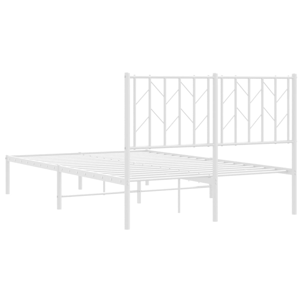 vidaXL Metal Bed Frame without Mattress with Headboard White 120x200cm