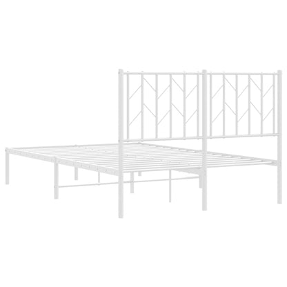 vidaXL Metal Bed Frame without Mattress with Headboard White 120x200cm