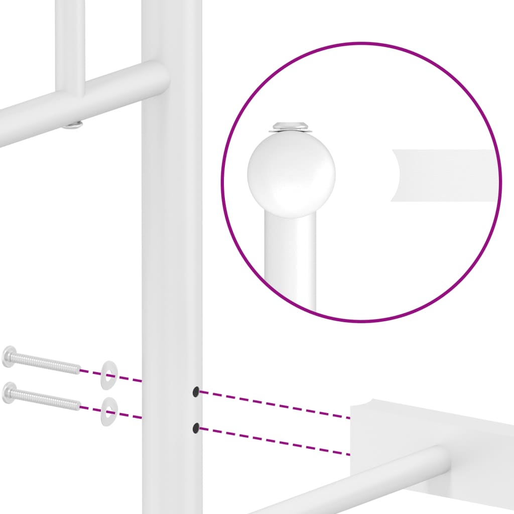 vidaXL Metal Bed Frame without Mattress with Headboard White 120x200cm