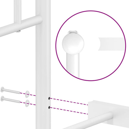 vidaXL Metal Bed Frame without Mattress with Headboard White 120x200cm