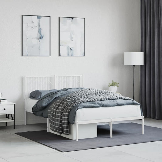 vidaXL Metal Bed Frame without Mattress with Headboard White 120x200cm