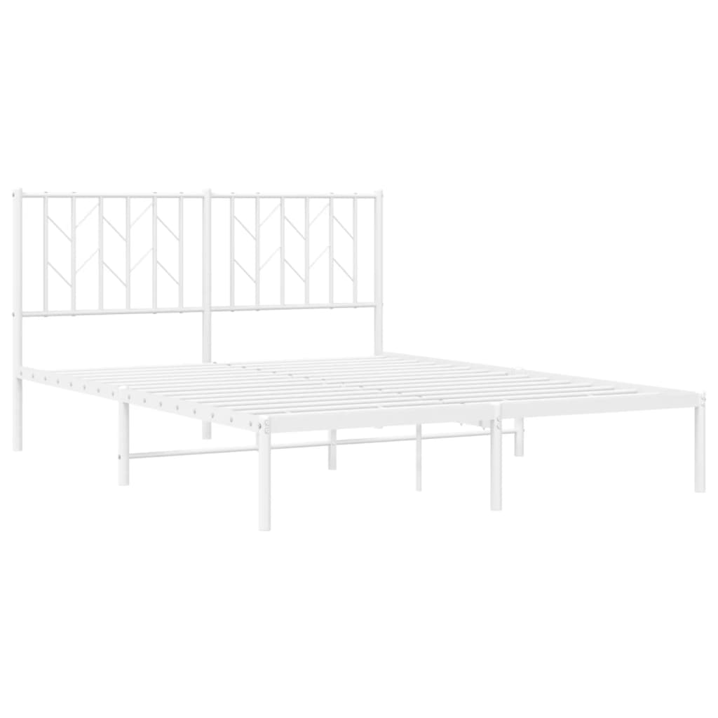 vidaXL Metal Bed Frame without Mattress with Headboard White 140x190cm