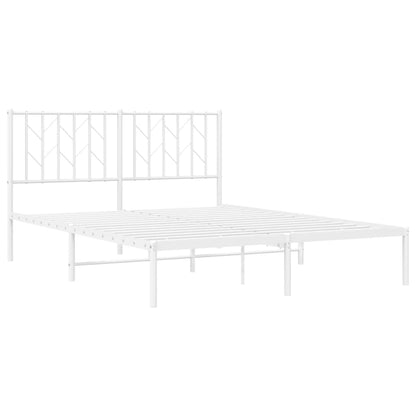 vidaXL Metal Bed Frame without Mattress with Headboard White 140x190cm