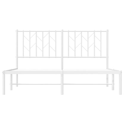 vidaXL Metal Bed Frame without Mattress with Headboard White 140x190cm