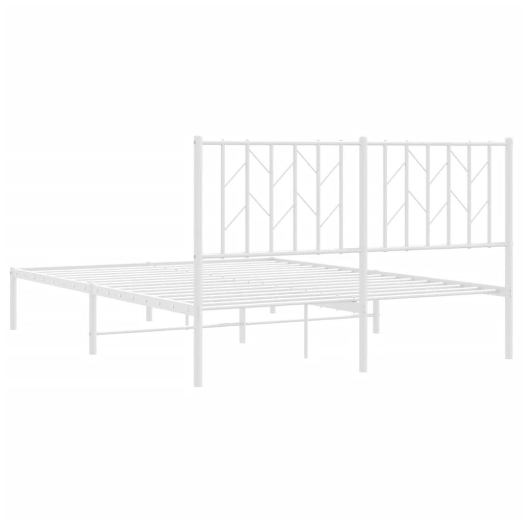 vidaXL Metal Bed Frame without Mattress with Headboard White 140x190cm