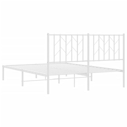 vidaXL Metal Bed Frame without Mattress with Headboard White 140x190cm