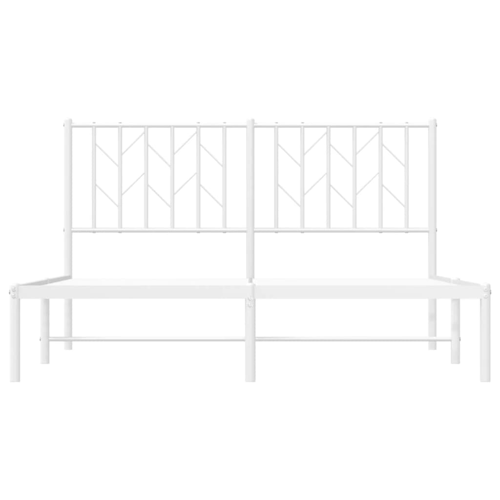 vidaXL Metal Bed Frame without Mattress with Headboard White 140x200cm