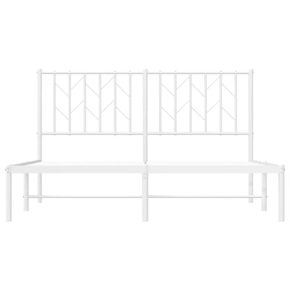 vidaXL Metal Bed Frame without Mattress with Headboard White 140x200cm