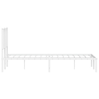 vidaXL Metal Bed Frame without Mattress with Headboard White 140x200cm