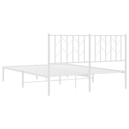 vidaXL Metal Bed Frame without Mattress with Headboard White 140x200cm