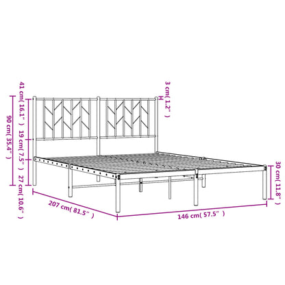 vidaXL Metal Bed Frame without Mattress with Headboard White 140x200cm