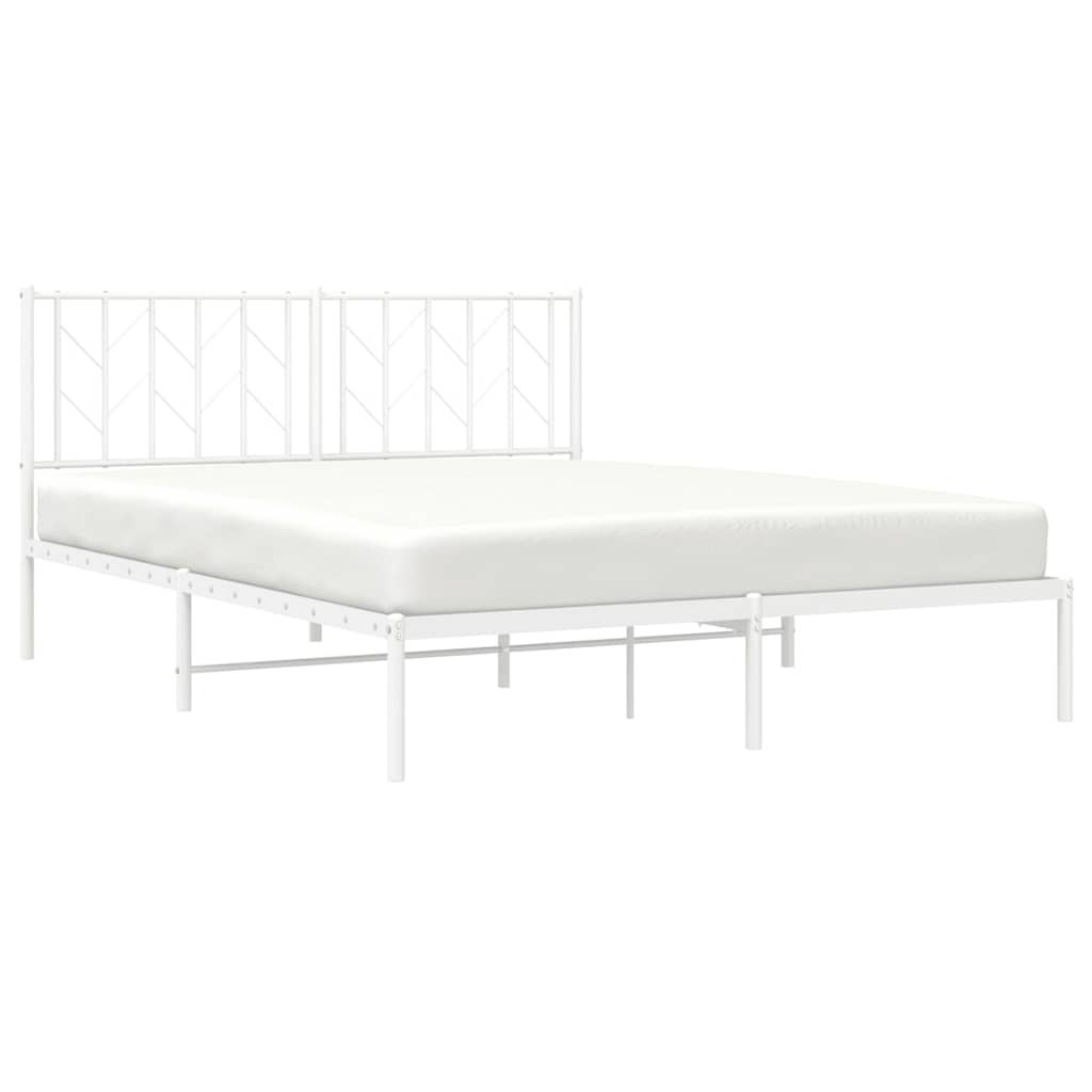 vidaXL Metal Bed Frame without Mattress with Headboard White 150x200cm