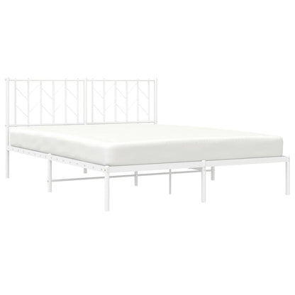 vidaXL Metal Bed Frame without Mattress with Headboard White 150x200cm