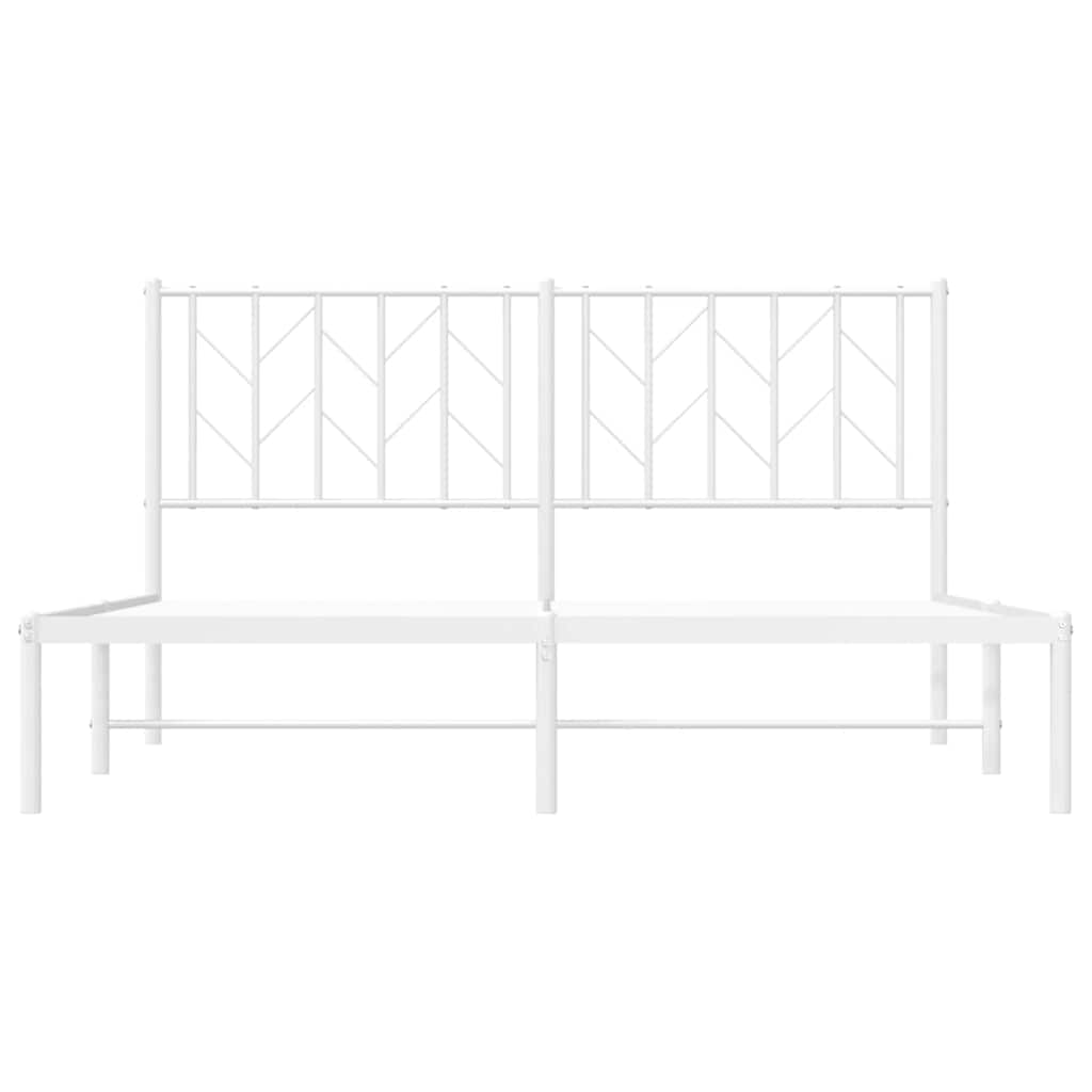 vidaXL Metal Bed Frame without Mattress with Headboard White 150x200cm
