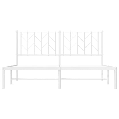 vidaXL Metal Bed Frame without Mattress with Headboard White 150x200cm