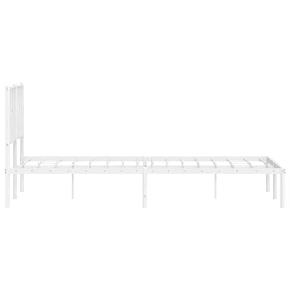 vidaXL Metal Bed Frame without Mattress with Headboard White 150x200cm