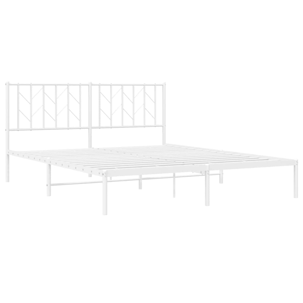 vidaXL Metal Bed Frame without Mattress with Headboard White 160x200cm