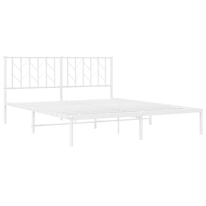 vidaXL Metal Bed Frame without Mattress with Headboard White 160x200cm