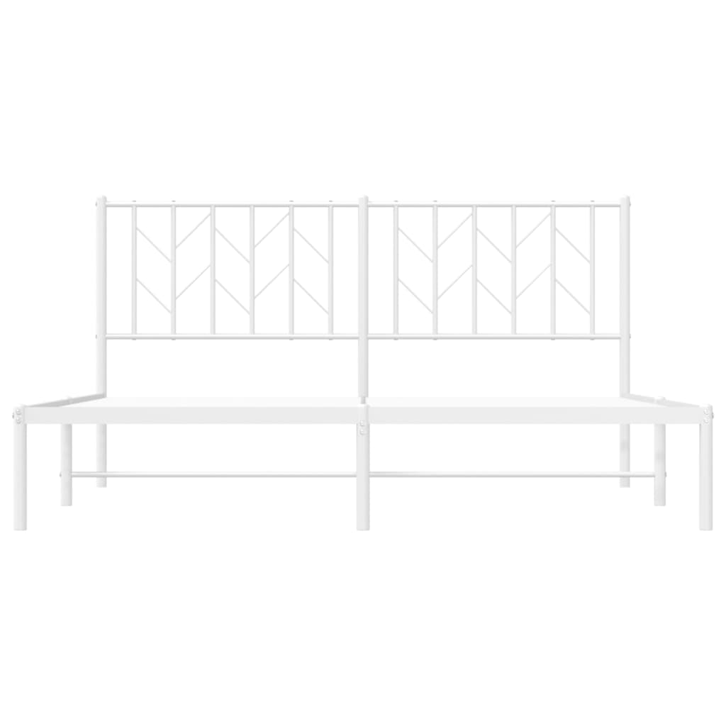 vidaXL Metal Bed Frame without Mattress with Headboard White 160x200cm
