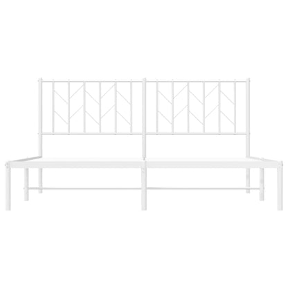 vidaXL Metal Bed Frame without Mattress with Headboard White 160x200cm