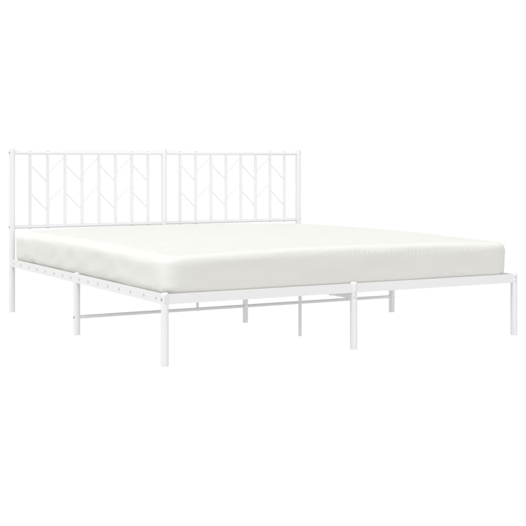 vidaXL Metal Bed Frame without Mattress with Headboard White 180x200cm