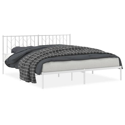 vidaXL Metal Bed Frame without Mattress with Headboard White 183x213cm