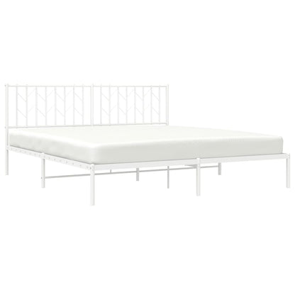 vidaXL Metal Bed Frame without Mattress with Headboard White 183x213cm