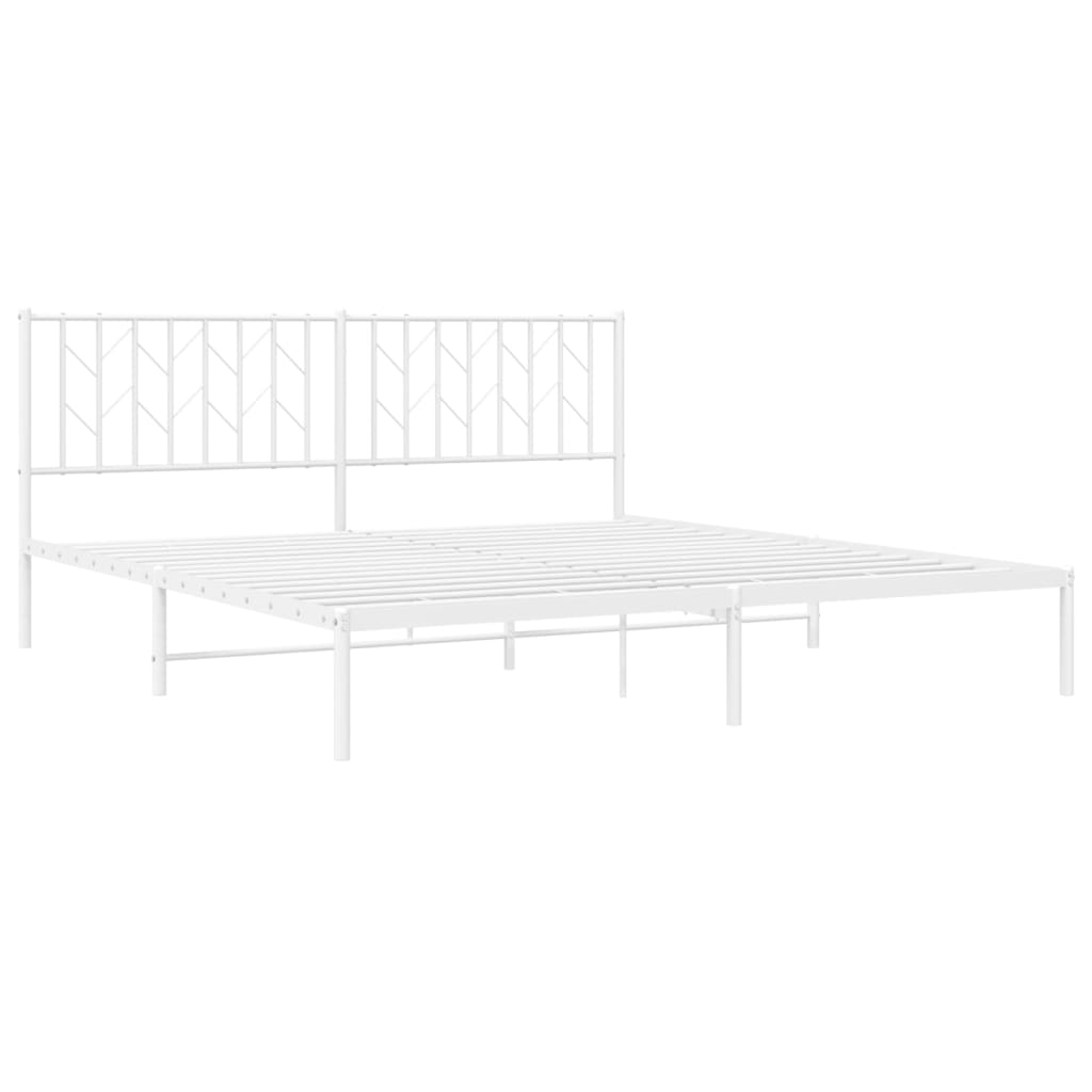 vidaXL Metal Bed Frame without Mattress with Headboard White 183x213cm