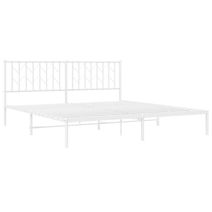 vidaXL Metal Bed Frame without Mattress with Headboard White 183x213cm