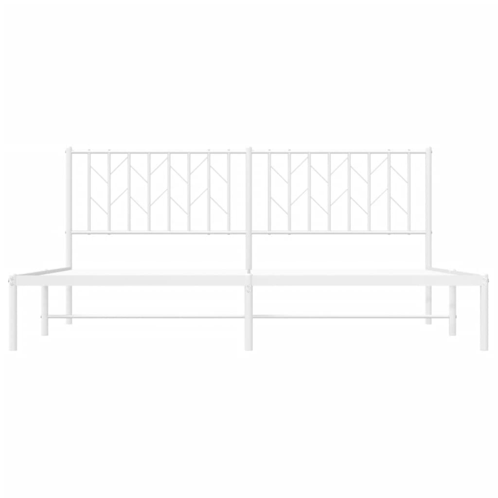 vidaXL Metal Bed Frame without Mattress with Headboard White 183x213cm
