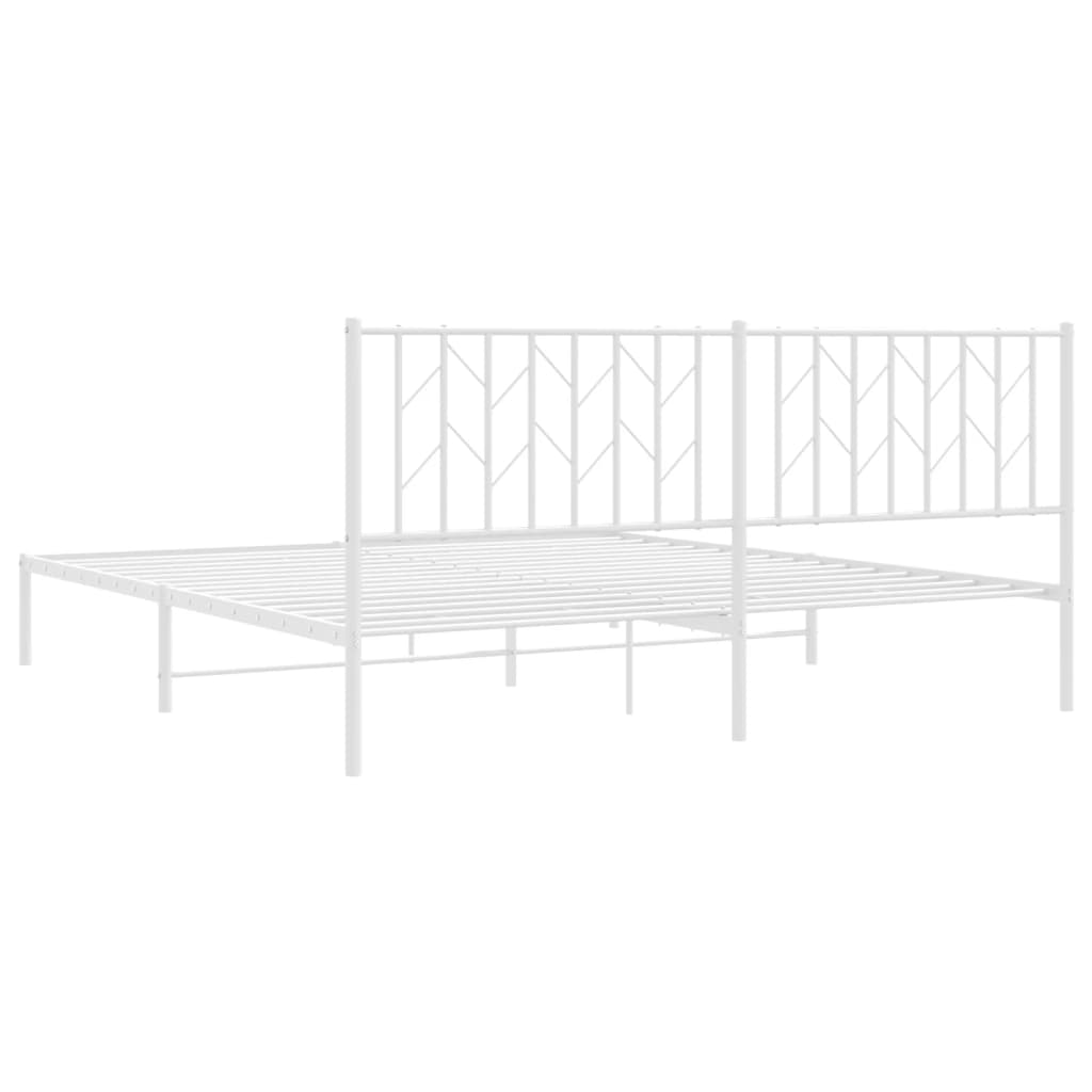 vidaXL Metal Bed Frame without Mattress with Headboard White 183x213cm