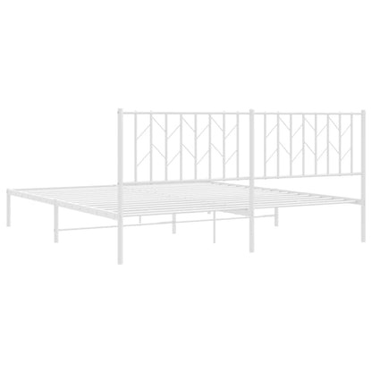 vidaXL Metal Bed Frame without Mattress with Headboard White 183x213cm
