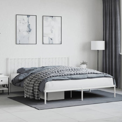vidaXL Metal Bed Frame without Mattress with Headboard White 183x213cm