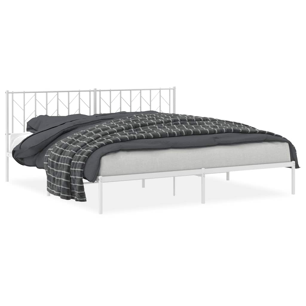 vidaXL Metal Bed Frame without Mattress with Headboard White 193x203cm