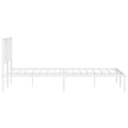 vidaXL Metal Bed Frame without Mattress with Headboard White 193x203cm