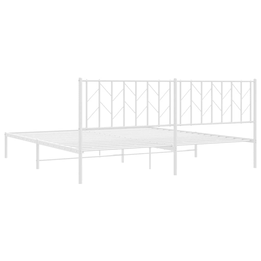 vidaXL Metal Bed Frame without Mattress with Headboard White 193x203cm