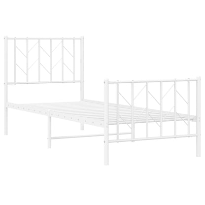 vidaXL Metal Bed Frame without Mattress with Footboard White 75x190cm