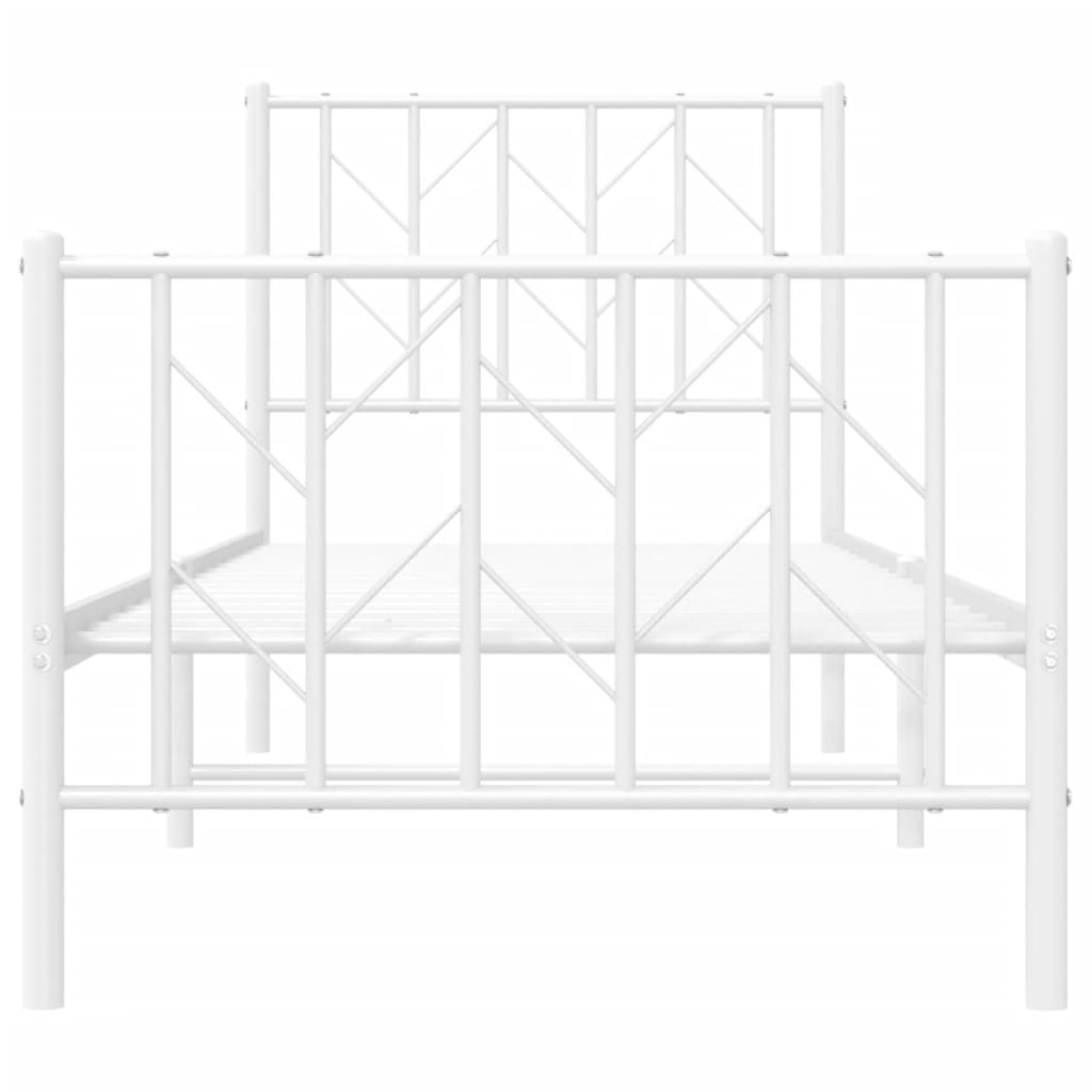 vidaXL Metal Bed Frame without Mattress with Footboard White 75x190cm