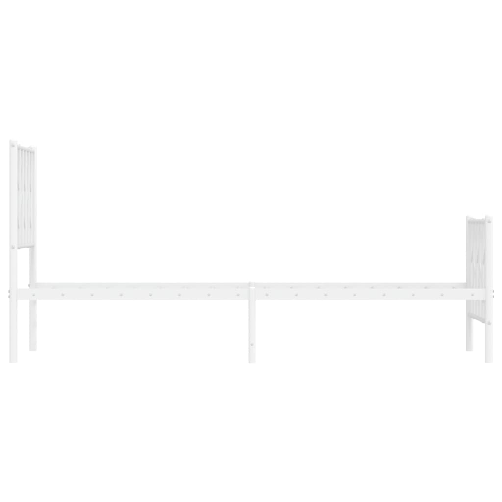 vidaXL Metal Bed Frame without Mattress with Footboard White 75x190cm