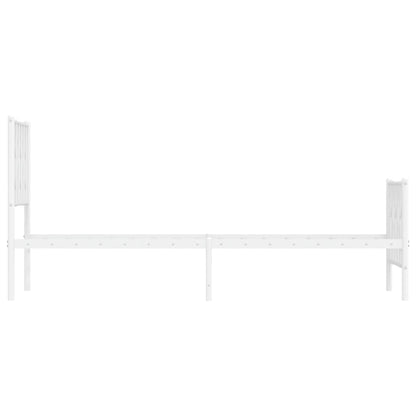 vidaXL Metal Bed Frame without Mattress with Footboard White 75x190cm