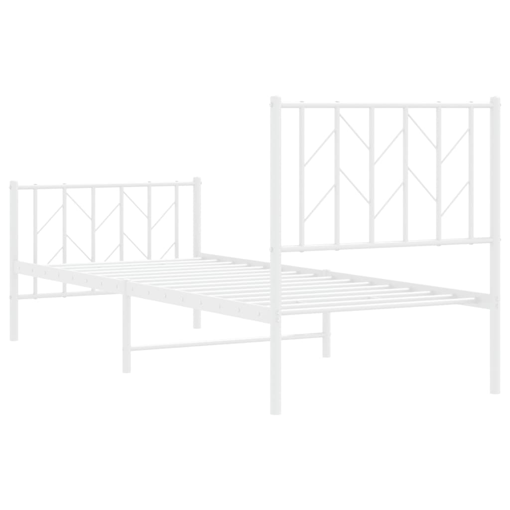 vidaXL Metal Bed Frame without Mattress with Footboard White 75x190cm