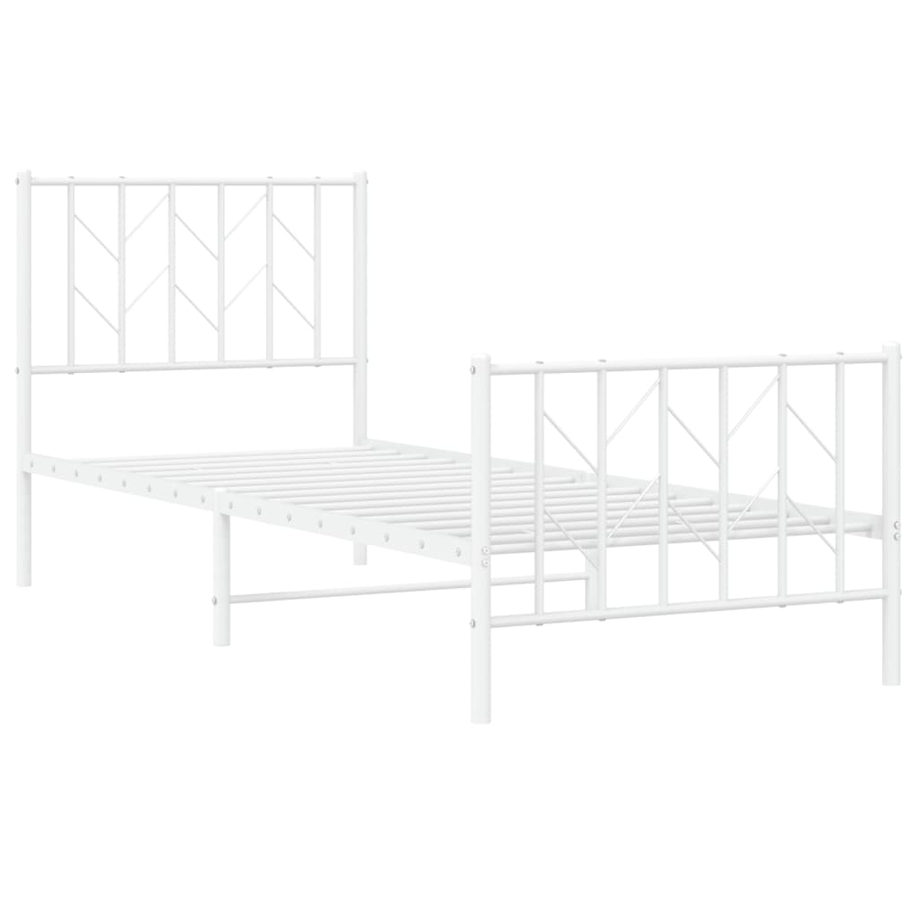 vidaXL Metal Bed Frame without Mattress with Footboard White 80x200cm