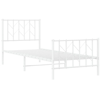 vidaXL Metal Bed Frame without Mattress with Footboard White 80x200cm