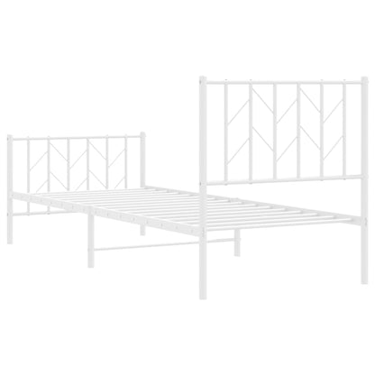 vidaXL Metal Bed Frame without Mattress with Footboard White 80x200cm