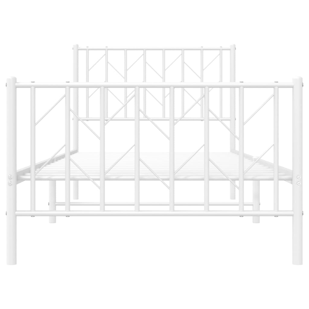 vidaXL Metal Bed Frame without Mattress with Footboard White 90x200cm