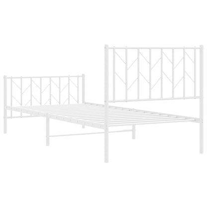 vidaXL Metal Bed Frame without Mattress with Footboard White 90x200cm