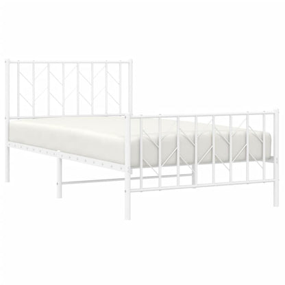 vidaXL Metal Bed Frame without Mattress with Footboard White 100x190cm