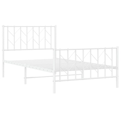vidaXL Metal Bed Frame without Mattress with Footboard White 100x190cm
