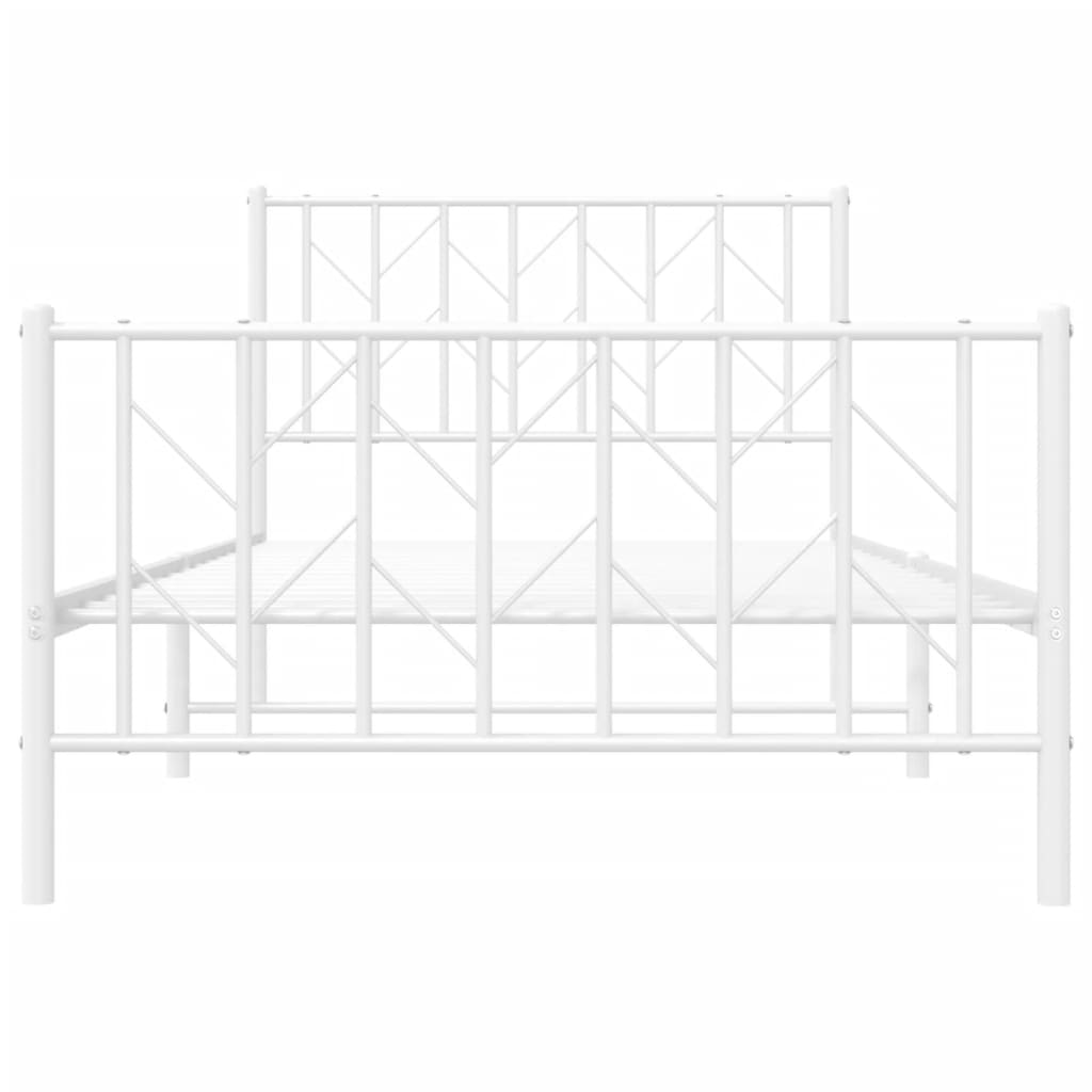 vidaXL Metal Bed Frame without Mattress with Footboard White 100x190cm